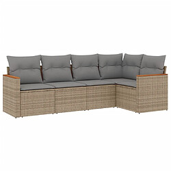 vidaXL Salon de jardin avec coussins 5 pcs beige résine tressée