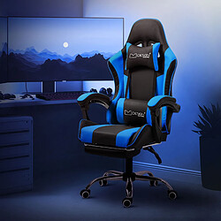 Massage Gaming Chair, noir-bleu, cuir PU ML-Design