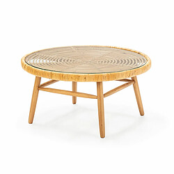 Table Basse Thai Natura Verre Bois de cèdre 92 x 46 x 92 cm