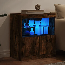 Acheter Maison Chic Commode Buffet - Meuble de rangement avec lumières LED chêne fumé 60x37x67 cm -GKD92216