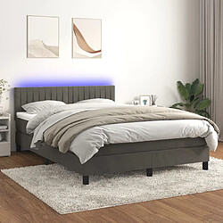 vidaXL Sommier à lattes de lit avec matelas LED Gris foncé 140x200 cm