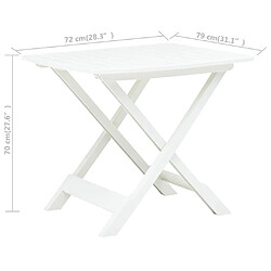 vidaXL Table pliable de jardin Blanc 79x72x70 cm Plastique pas cher