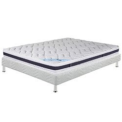 Ebac Matelas + sommier tapissier 160x200 Mousse - Melior - Soutien ferme - Blanc