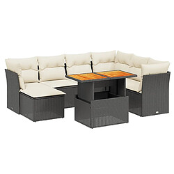 Maison Chic Ensemble Tables et chaises d'extérieur 8 pcs avec coussins,Salon de jardin noir résine tressée -GKD502632