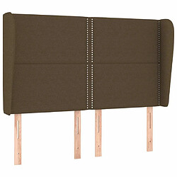 Maison Chic Tête de lit scandinave avec oreilles,meuble de chambre Marron foncé 147x23x118/128 cm Tissu -MN19482