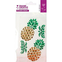 Graines Creatives 4 stickers strass 15 x 9,5 cm - Ananas 