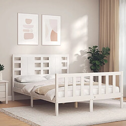 Maison Chic Cadre/structure de lit avec tête de lit pour adulte - Lit Moderne Chambre blanc 120x200 cm bois massif -MN98419