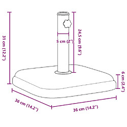 vidaXL Base de parasol pour mâts Ø32/35/38 mm 11 kg carré pas cher