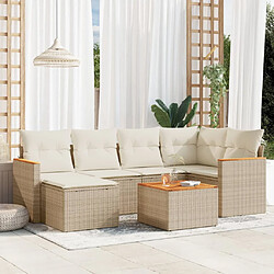 vidaXL Salon de jardin avec coussins 7 pcs beige résine tressée 