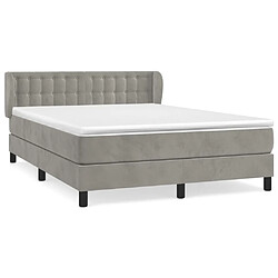 Maison Chic Lit Adulte - Lit simple Lit à sommier tapissier et matelas moelleux - Meuble de Chambre - Gris clair 140x190cm Velours -MN46095