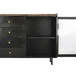 Avis Pegane Buffet Meuble de rangement en bois de manguier et métal coloris noir - Longueur 145 x Hauteur 85 x Profondeur 40 cm