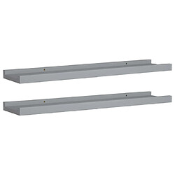 vidaXL Étagères à rebord pour cadre photo 2 pcs Gris 60x9x3 cm MDF