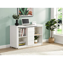 Vente-Unique Bureau extensible avec plateau pivotant 360° - MDF - Blanc laqué - PAVELO