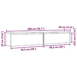 vidaXL Armoires murales 2 pcs Marron miel 100x30x35 cm Pin massif pas cher