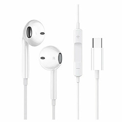 1.2M Type-C Plug Headset Semi-Intra-Auriculaire À Trois Boutons Intelligent Wired Control Mobile Blanc