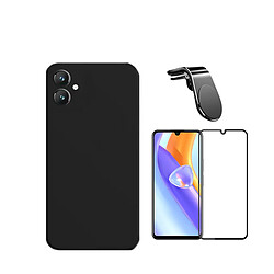 Jeu de films en verre trempé de la couverture 5D + Cas de silicone liquide + SuppOrt Magnétique L Voiture de conduite sécuritaire Phonecare pour Samsung Galaxy A05 - le noir