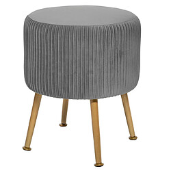 Atmosphera, Createur D'Interieur Tabouret Velours Solaro Gris - Atmosphera