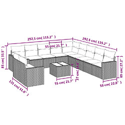 Avis vidaXL Salon de jardin avec coussins 12 pcs gris clair résine tressée