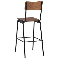 Acheter vidaXL Tabourets de bar lot de 2 marron contreplaqué solide et acier