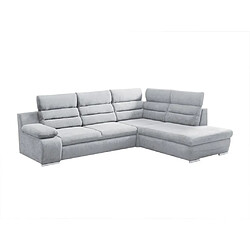 Vente-Unique Canapé d'angle convertible en tissu PYLOS - Gris clair - Angle droit 