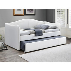 Vente-Unique Lit banquette gigogne MATHILDE - 2 x 90 x 190 cm - Simili - Blanc + matelas