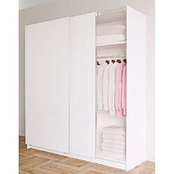 Pegane Armoire placard / meuble de rangement coloris blanc - Hauteur 200 x Longueur 180 x Profondeur 60 cm