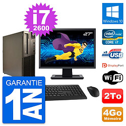 PC Lenovo M82 SFF Ecran 27" Intel i7-2600 RAM 4Go Disque Dur 2To Windows 10 Wifi - Occasion