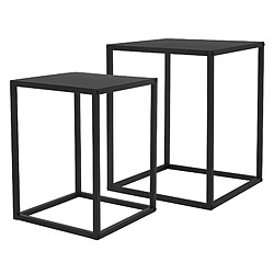 ML-Design Lot 2x Tabourets à Fleurs, en Métal Noir, 30x40x30 cm/ 35x45x35 cm, Carré, Porte-Plantes Moderne, Déco Table d'appoint, Intérieur et Extérieur, Résistant aux Intempéries, Supports de Fleurs