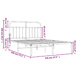 vidaXL Cadre de lit métal sans matelas et tête de lit blanc 140x190 cm pas cher