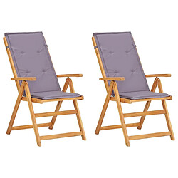 Maison Chic Lot de 2 Chaises inclinables de jardin - Fauteuil d'extérieur Marron Bois solide d'acacia -MN16988