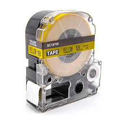 vhbw Cartouche cassette à ruban 18mm pour Epson OK500P, OK720, OK900P, LW-400 comme LC-5YBW, SC18YW 