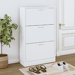 Maison Chic Armoire à Chaussures,Meuble de Rangement à Chaussures Blanc 63x24x103 cm Bois d'ingénierie -MN93737