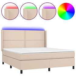 vidaXL Sommier à lattes de lit matelas LED Cappuccino 160x200 cm