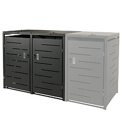 Avis Mendler Enveloppement pour 2 poubelles HWC-E83, revêtement, extensible, 108x61x76cm ~ acier anthracite