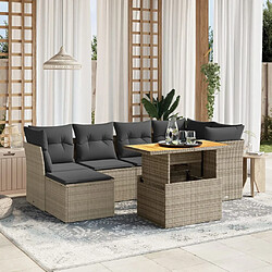 vidaXL Salon de jardin avec coussins 7 pcs gris résine tressée 