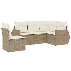 vidaXL Salon de jardin avec coussins 5 pcs beige résine tressée