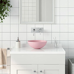 vidaXL Lavabo de salle de bain Céramique Rose mat Rond