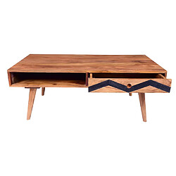 Vente-Unique Table basse avec 1 tiroir et 1 niche - Bois de Sheesham - Naturel et noir - PALONI pas cher