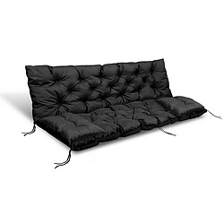 Ensemble de coussins de jardin AIO noir 150x60x50cm + 2 coussins 42 x 42 cm