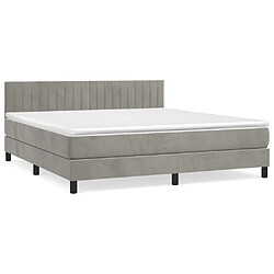 vidaXL Sommier à lattes de lit et matelas Gris clair 160x200cm Velours