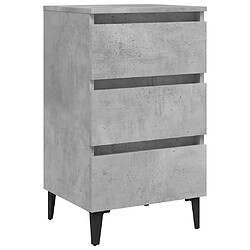 vidaXL Table de chevet avec pieds en métal gris béton 40x35x69 cm