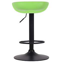 Decoshop26 Tabouret de bar assise réglable en hauteur et pivotant en plastique vert pieds tulipe en métal noir mat avec repose-pieds 10_0000384