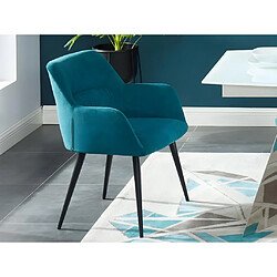 Avis Vente-Unique Lot de 6 chaises avec accoudoirs en tissu et métal - Bleu - HEKA