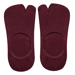 1 Paire De Chaussettes Pour Femmes No Show Chaussettes Tabi Chaussettes De Bateau Antidérapantes Coupe Basse Vin Rouge