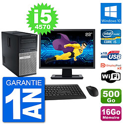 PC Tour Dell 7020 Ecran 22" Intel i5-4570 RAM 16Go Disque 500Go Windows 10 Wifi · Occasion 