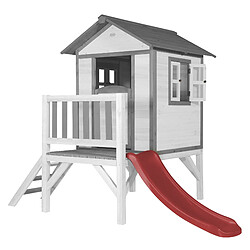 AXI Maison Enfant Beach Lodge XL en BLANC avec Toboggan en Rouge | Maison de Jeux en Bois FFC pour Les Enfants | Maisonnette / Cabane de Jeu pour Le Jardin