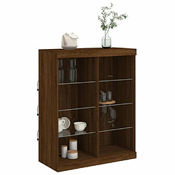 Maison Chic Commode Buffet - Meuble de rangement avec lumières LED chêne marron 81x37x100 cm -GKD57544 pas cher