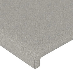 Maison Chic Tête de lit scandinave à LED,meuble de chambre Gris clair 144x5x118/128 cm Tissu -MN91560 pas cher