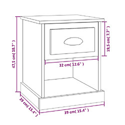 vidaXL Tables de chevet 2 pcs blanc 39x39x47,5 cm bois d'ingénierie pas cher