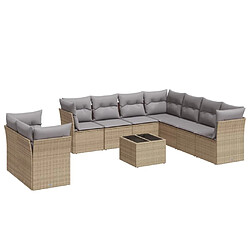 Maison Chic Salon de jardin avec coussins 10 pcs | Ensemble de Table et chaises | Mobilier d'Extérieur beige résine tressée -GKD77989